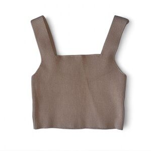 Ribbed Tan Knit Crop Tank
